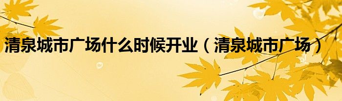  清泉城市广场什么时候开业（清泉城市广场）