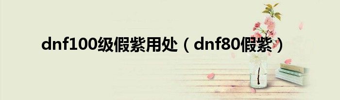  dnf100级假紫用处（dnf80假紫）