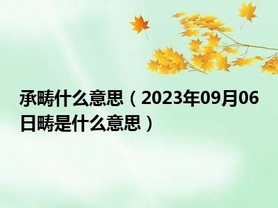 承畴什么意思（2023年09月06日畴是什么意思）