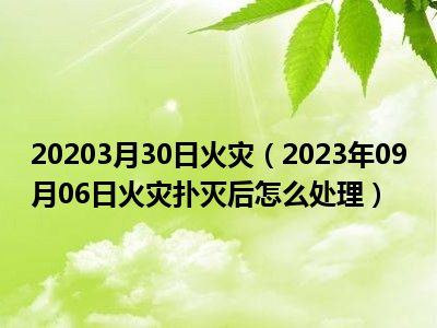 20203月30日火灾（2023年09月06日火灾扑灭后怎么处理）