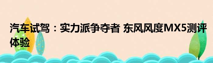 汽车试驾：实力派争夺者 东风风度MX5测评体验