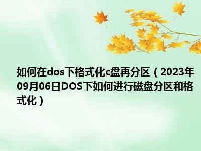 如何在dos下格式化c盘再分区（2023年09月06日DOS下如何进行磁盘分区和格式化）