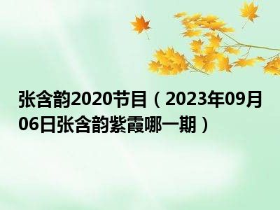 张含韵2020节目（2023年09月06日张含韵紫霞哪一期）