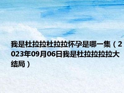 我是杜拉拉杜拉拉怀孕是哪一集（2023年09月06日我是杜拉拉拉拉大结局）