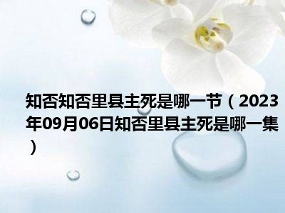 知否知否里县主死是哪一节（2023年09月06日知否里县主死是哪一集）