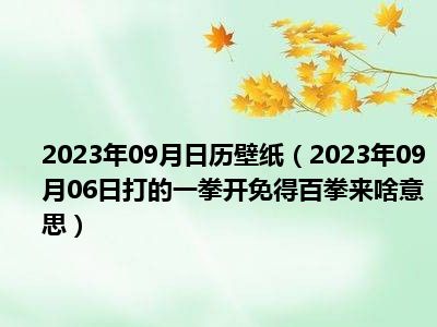 2023年09月日历壁纸（2023年09月06日打的一拳开免得百拳来啥意思）