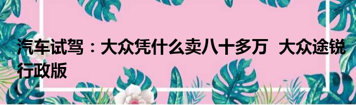 汽车试驾：大众凭什么卖八十多万  大众途锐行政版