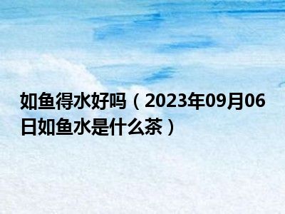 如鱼得水好吗（2023年09月06日如鱼水是什么茶）