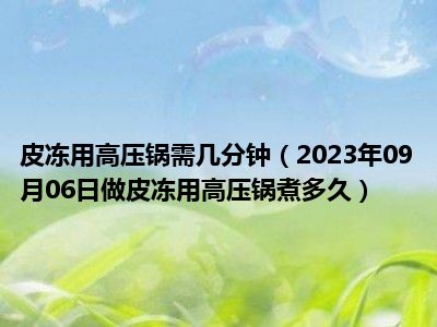 皮冻用高压锅需几分钟（2023年09月06日做皮冻用高压锅煮多久）