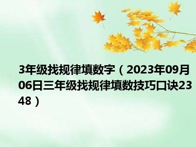 3年级找规律填数字（2023年09月06日三年级找规律填数技巧口诀2348）