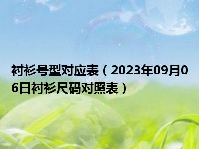 衬衫号型对应表（2023年09月06日衬衫尺码对照表）