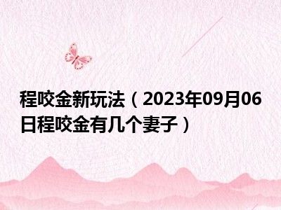 程咬金新玩法（2023年09月06日程咬金有几个妻子）