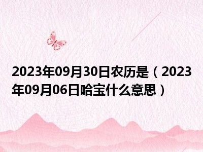 2023年09月30日农历是（2023年09月06日哈宝什么意思）