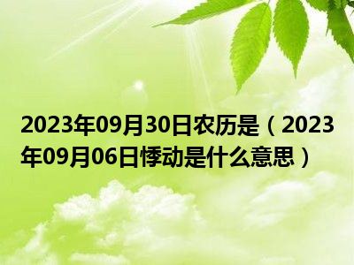 2023年09月30日农历是（2023年09月06日悸动是什么意思）