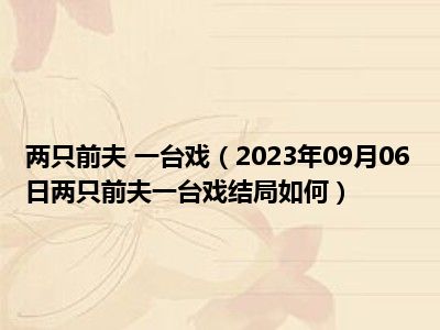 两只前夫 一台戏（2023年09月06日两只前夫一台戏结局如何）