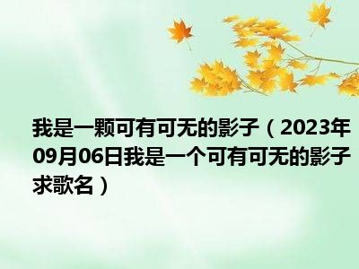 我是一颗可有可无的影子（2023年09月06日我是一个可有可无的影子求歌名）