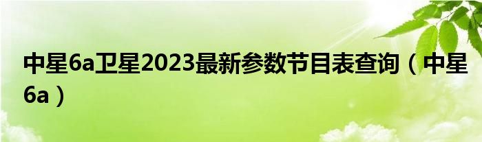  中星6a卫星2023最新参数节目表查询（中星6a）