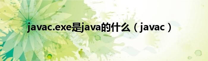 javac.exe是java的什么（javac）