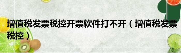 增值税发票税控开票软件打不开（增值税发票税控）