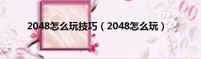 2048怎么玩技巧（2048怎么玩）