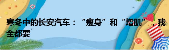 寒冬中的长安汽车：“瘦身”和“增肌” 我全都要