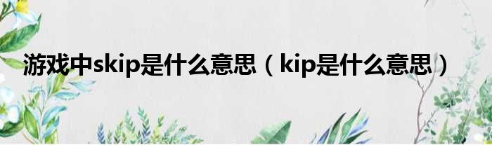 游戏中skip是什么意思（kip是什么意思）