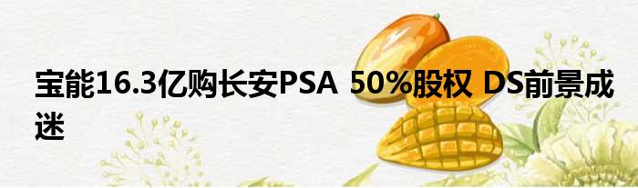 宝能16.3亿购长安PSA 50%股权 DS前景成迷