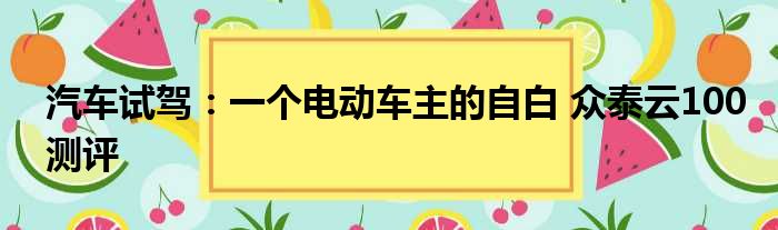 汽车试驾：一个电动车主的自白 众泰云100测评