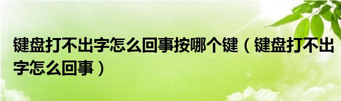 键盘打不出字怎么回事按哪个键（键盘打不出字怎么回事）