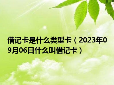 借记卡是什么类型卡（2023年09月06日什么叫借记卡）