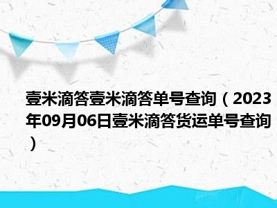 壹米滴答壹米滴答单号查询（2023年09月06日壹米滴答货运单号查询）