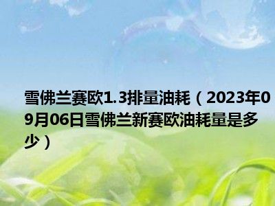 雪佛兰赛欧1.3排量油耗（2023年09月06日雪佛兰新赛欧油耗量是多少）