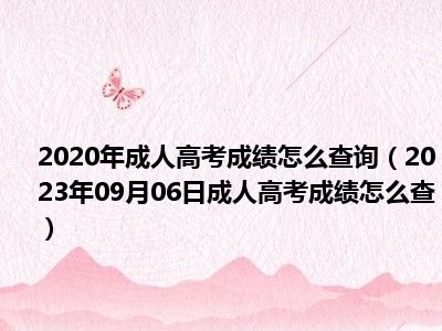 2020年成人高考成绩怎么查询（2023年09月06日成人高考成绩怎么查）