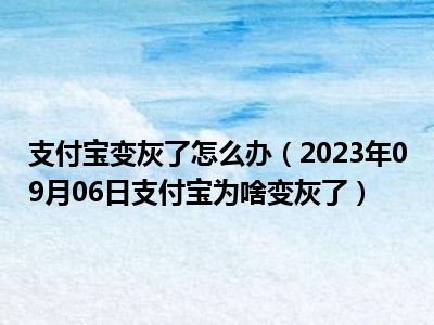 支付宝变灰了怎么办（2023年09月06日支付宝为啥变灰了）