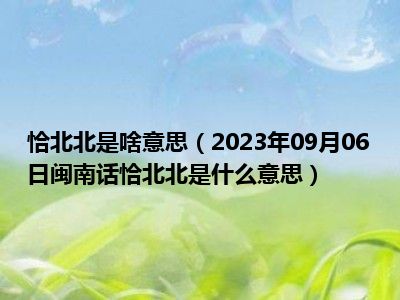 恰北北是啥意思（2023年09月06日闽南话恰北北是什么意思）