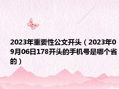 2023年重要性公文开头（2023年09月06日178开头的手机号是哪个省的）