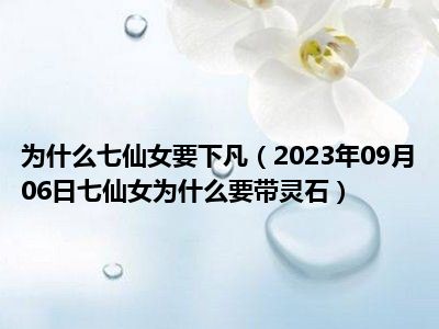 为什么七仙女要下凡（2023年09月06日七仙女为什么要带灵石）