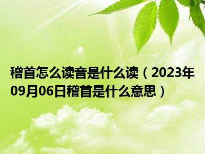 稽首怎么读音是什么读（2023年09月06日稽首是什么意思）