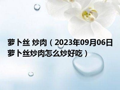 萝卜丝 炒肉（2023年09月06日萝卜丝炒肉怎么炒好吃）