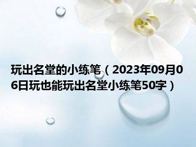 玩出名堂的小练笔（2023年09月06日玩也能玩出名堂小练笔50字）