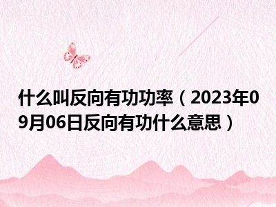 什么叫反向有功功率（2023年09月06日反向有功什么意思）