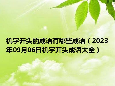 机字开头的成语有哪些成语（2023年09月06日机字开头成语大全）