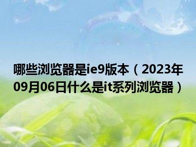 哪些浏览器是ie9版本（2023年09月06日什么是it系列浏览器）