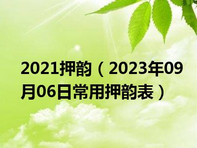 2021押韵（2023年09月06日常用押韵表）