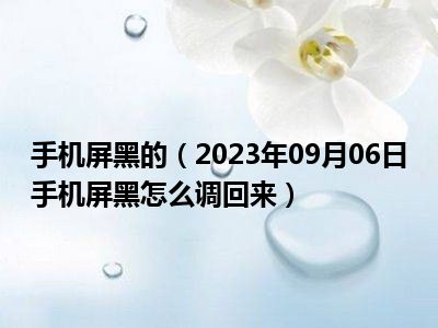 手机屏黑的（2023年09月06日手机屏黑怎么调回来）