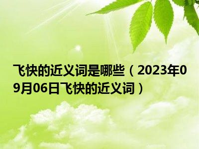 飞快的近义词是哪些（2023年09月06日飞快的近义词）