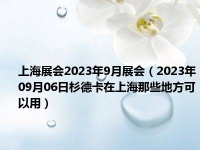 上海展会2023年9月展会（2023年09月06日杉德卡在上海那些地方可以用）