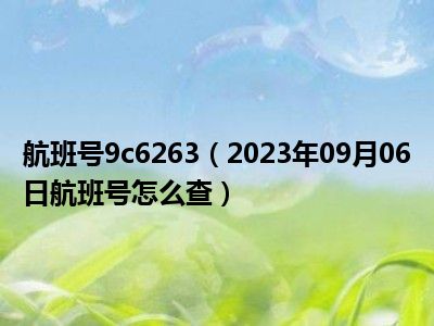 航班号9c6263（2023年09月06日航班号怎么查）