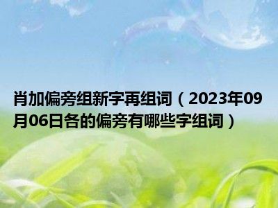 肖加偏旁组新字再组词（2023年09月06日各的偏旁有哪些字组词）