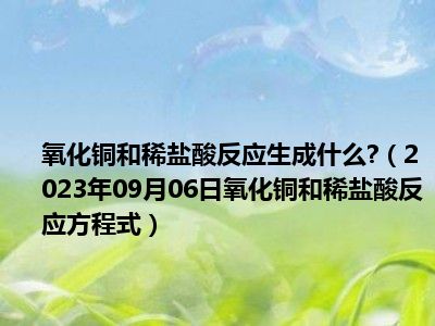 氧化铜和稀盐酸反应生成什么 （2023年09月06日氧化铜和稀盐酸反应方程式）